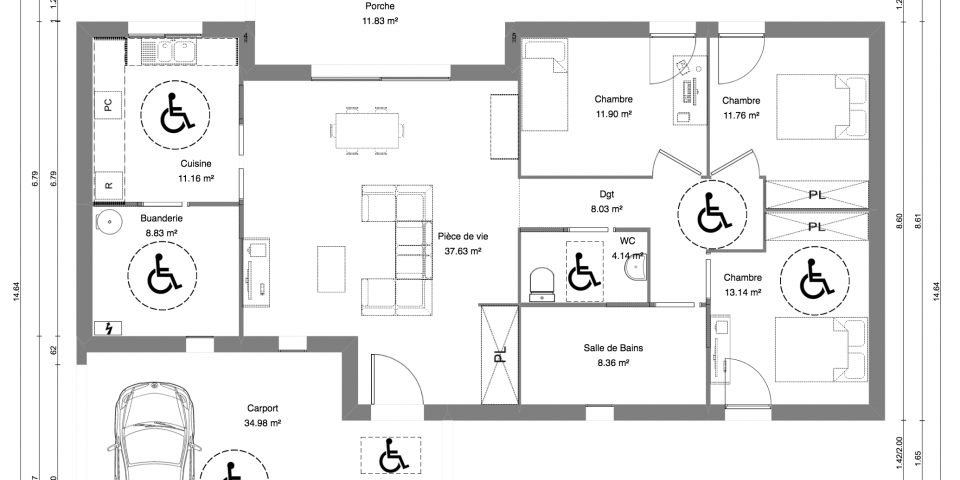 Plan maison individuelle PMR