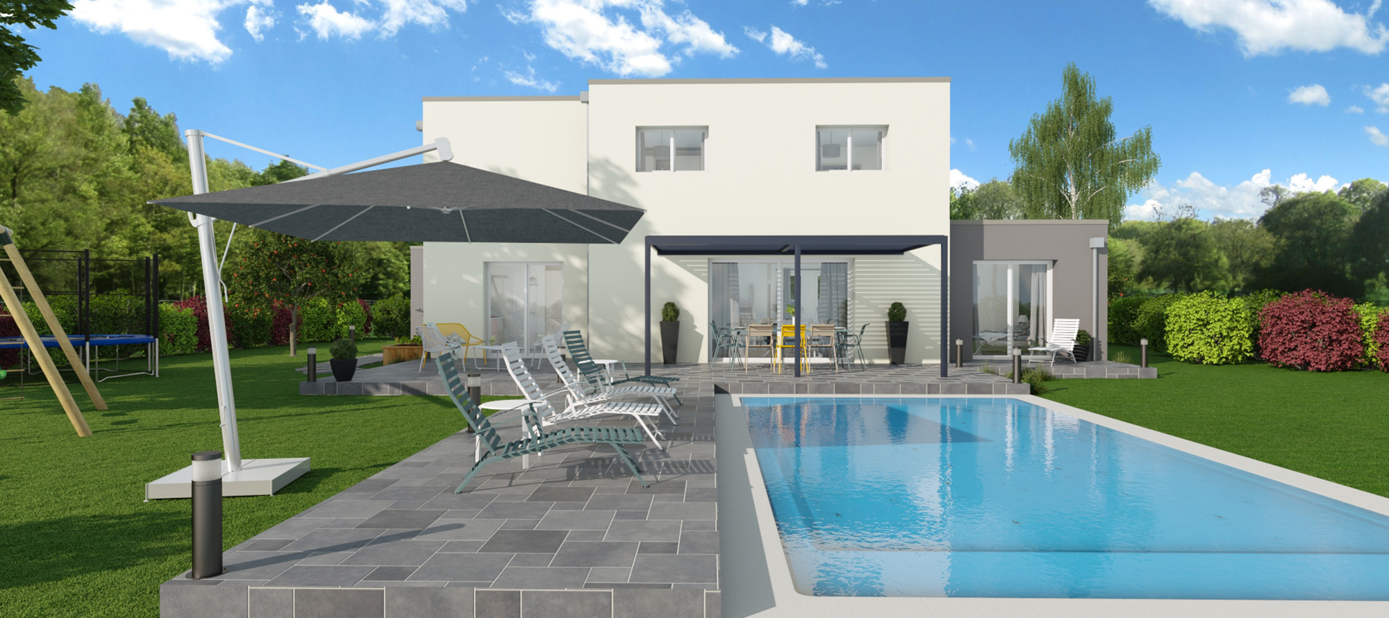Ligne toit plat maison moderne