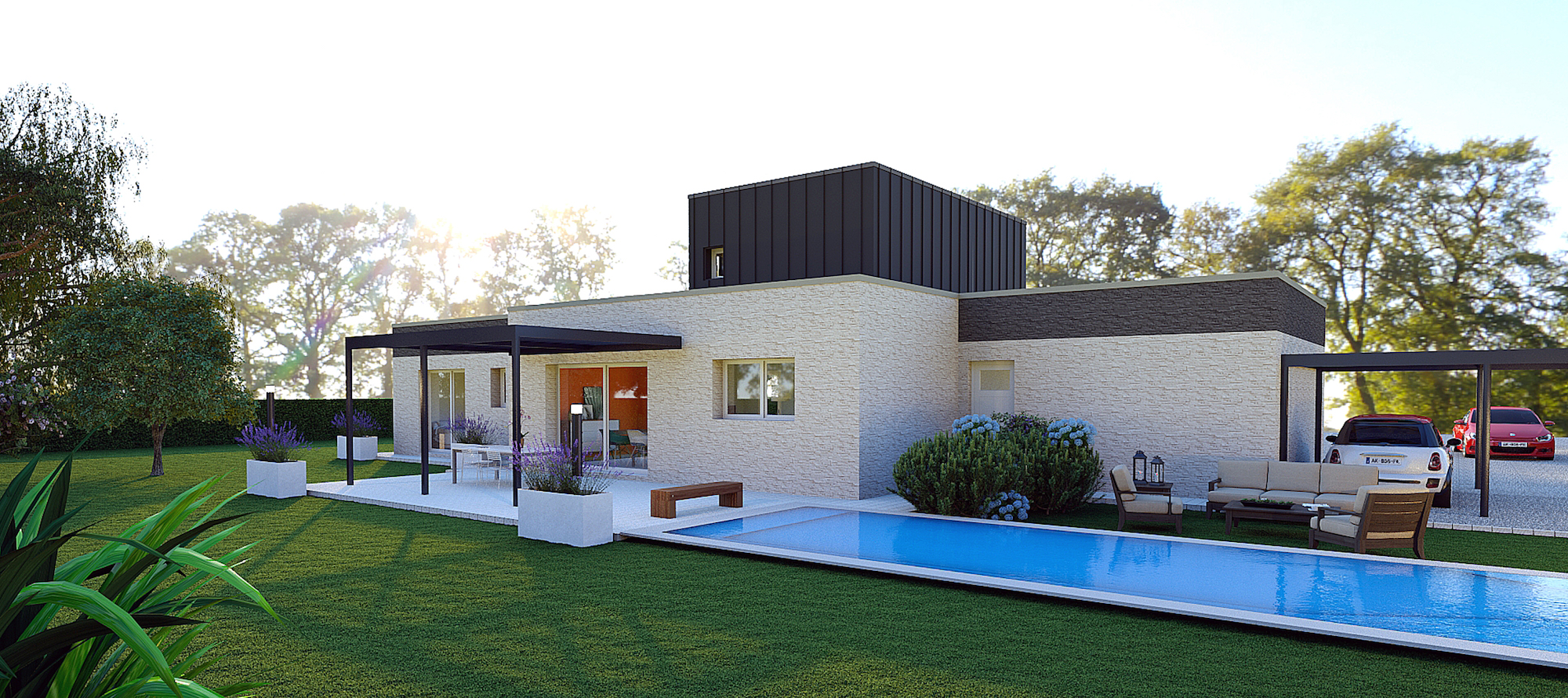 Ligne toit plat maison contemporaine