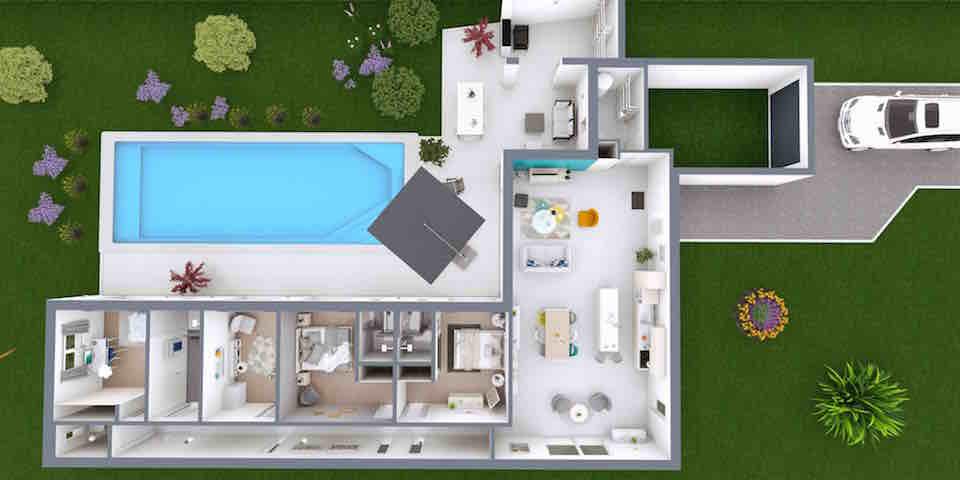 plan de maison avec terrasse